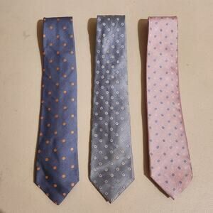 Lot Of 3 Andrew's Ties Men's 100% Silk Made in Italy Blue Pink Pastels 60in